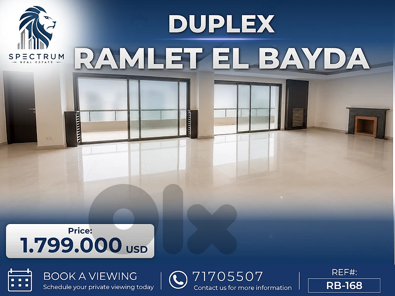 SEA VIEW DUPLEX IN RAMLET EL BAYDA PRIME | 420SQ | 4 BEDS | RB-168