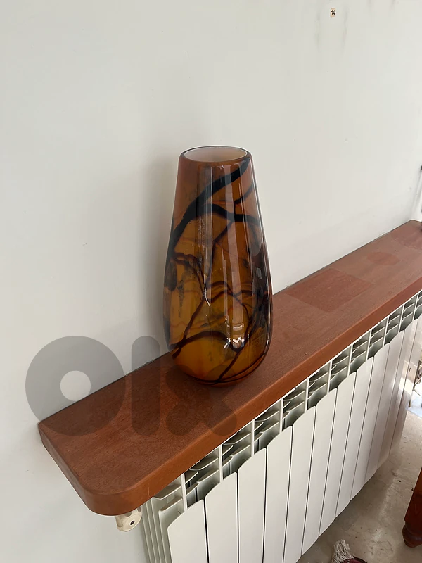 Large 38cm Vintage Hand-Blown Art Glass Vase (Studio Style)