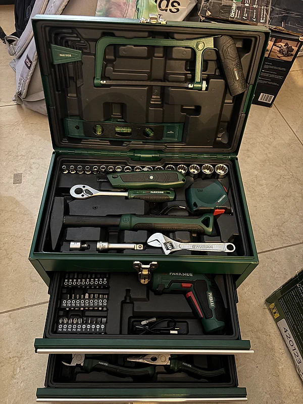 Parkside Complete Tool Set in Metal Toolbox