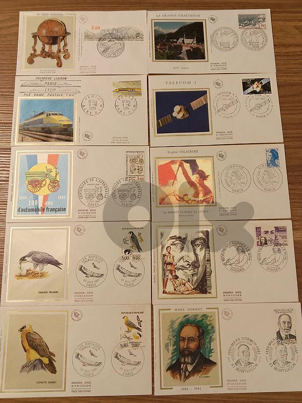 10 FDC's France from 1984 ١٠ مغلفات لليوم الأول للإصدار من فرنسا  ١٩٨٤