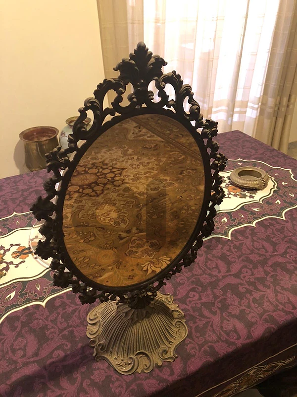Antique bronze vanity table mirror