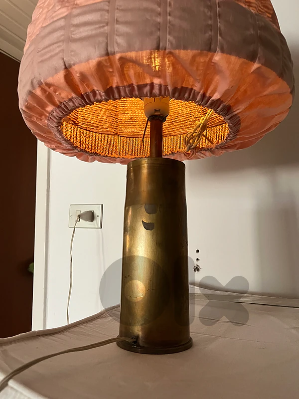 Pair of Large 55cm Vintage Trench Art Brass Shell Lamps (1977)