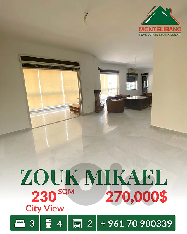 230 sqm Apartment For Sale in Zouk Mikael ذوق مكايل