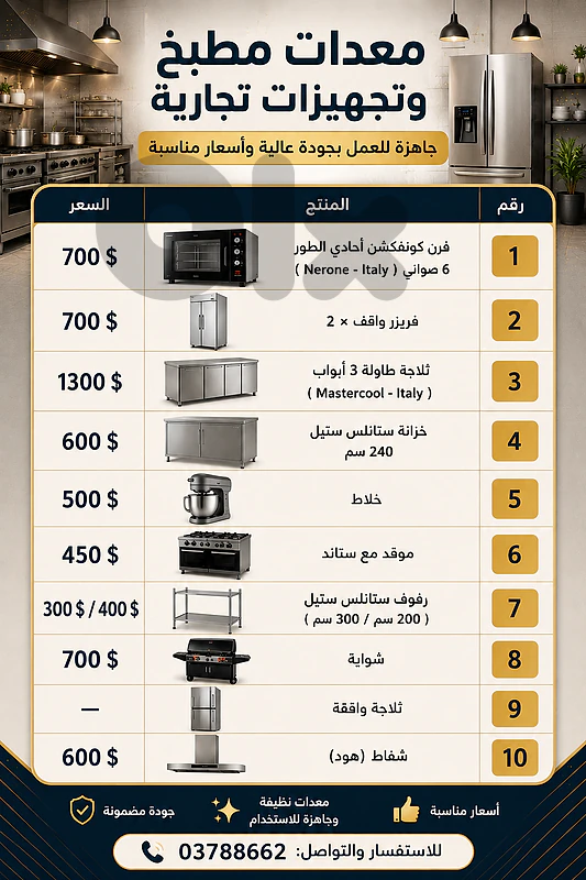 Restaurant kitchen equipment