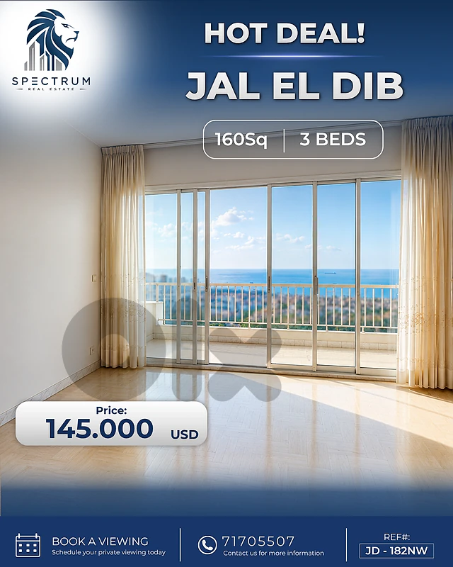 SEA VIEW | 3 BEDS | JAL EL DIB | BALCONY, (JD-182) N.W