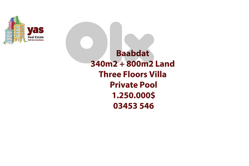 Baabdat 340m2 | 800m2 Land | Prime Location | Garde/terrace | TCH