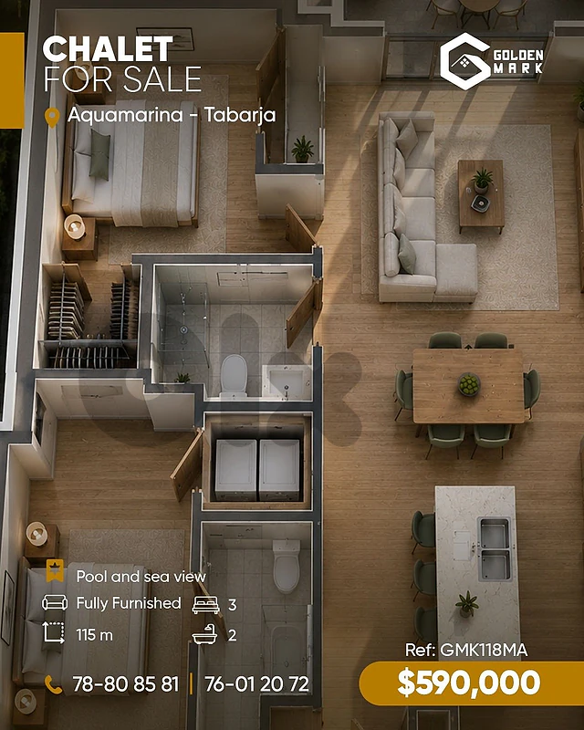 GMK118MA -  Chalet  For Sale In Aquamarina   - شاليه للبيع في أكوامارينا