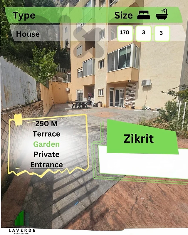 apartment for rent in zikrit with terrace