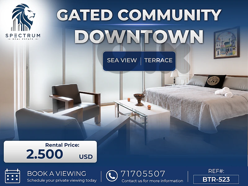 FURNISHED APT IN DOWNTOWN | SEA VIEW , TERRACE , JACUZZI | BTR-523 N.R