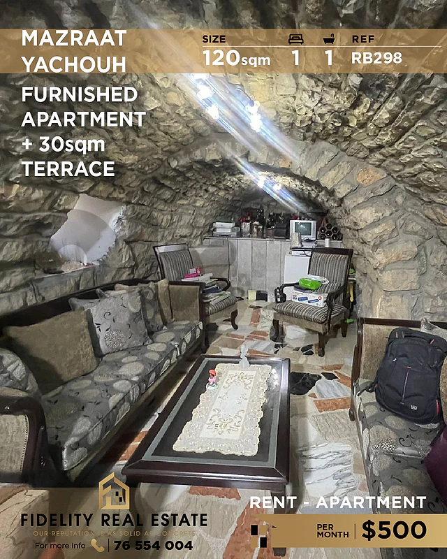 Apartment for rent in Mazraat Yachouh RB298 شقة  للإيجار في مزرعة يشو