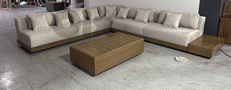 L shape outdoor couch and table