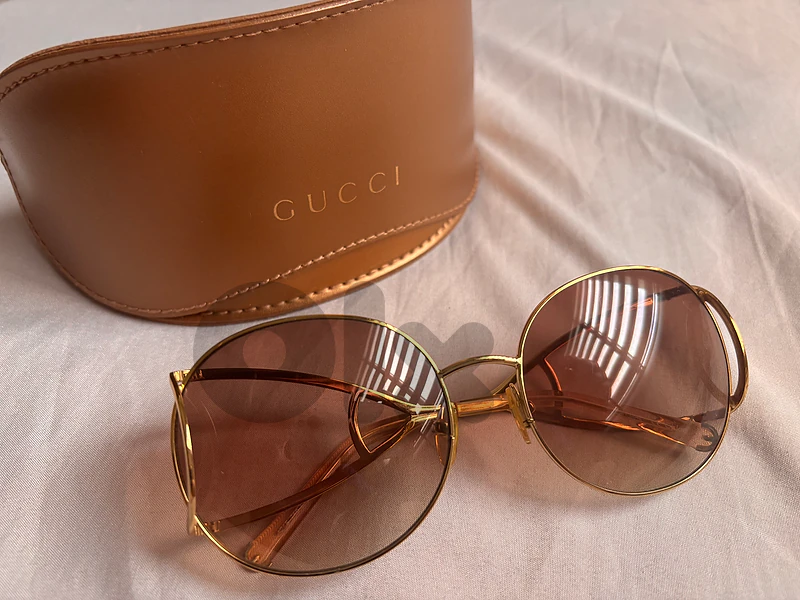 Authentic GUCCI Oversized Round Sunglasses - Gold/Brown