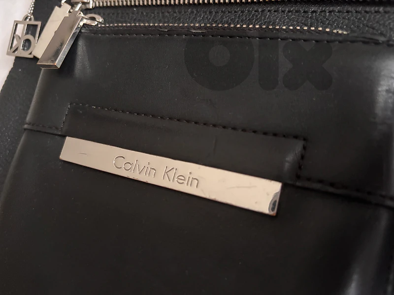 Original Calvin Klein Black Pebbled Leather Crossbody Bag