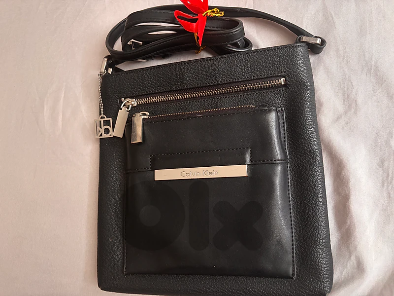 Original Calvin Klein Black Pebbled Leather Crossbody Bag