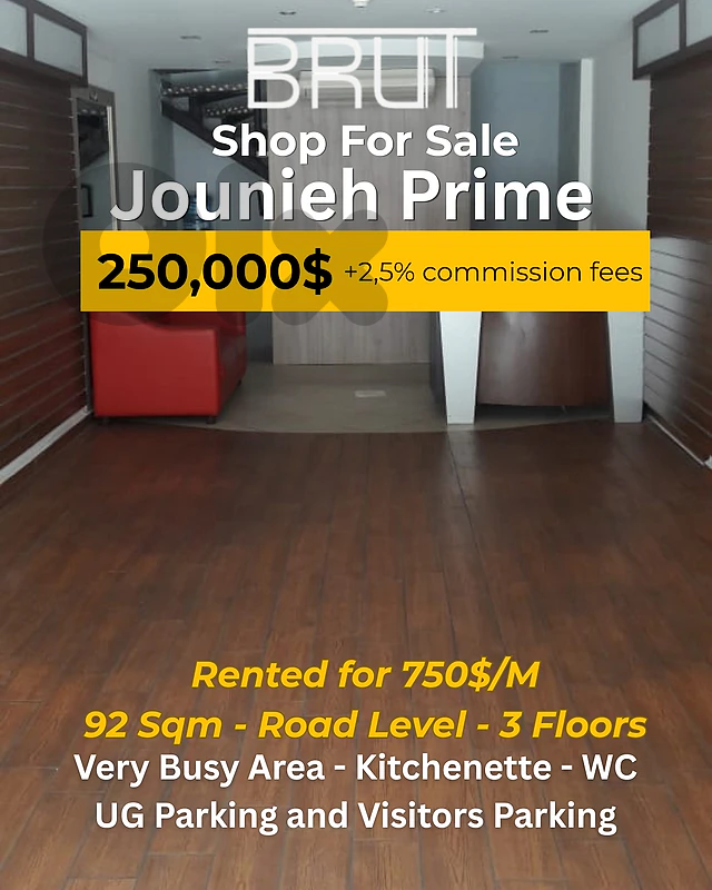 Prime Location Shop for sale in Jounieh -Rented 750$/M -Very Busy Area