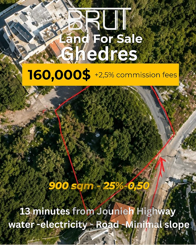 900 sqm Land for sale in Ghedres Keserwam