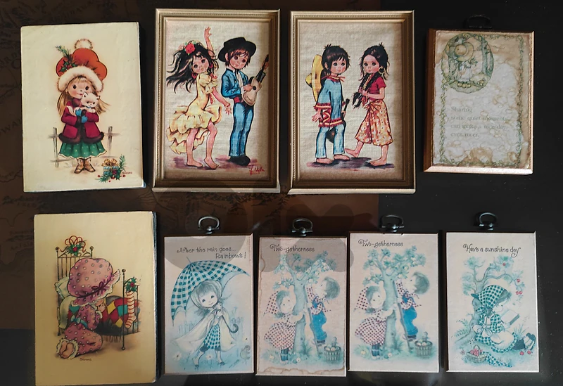 vintage framed art 70s