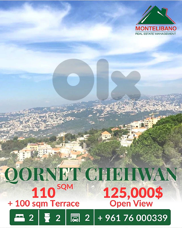 110 sqm Apartment For Sale in Qornet Chehwan with 100 sqm Terrace