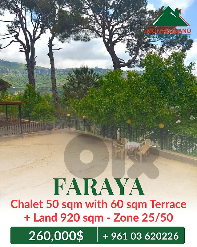 50 sqm Chalet For Sale in Faraya with 60 sqm Terrace + Land 920 sqm