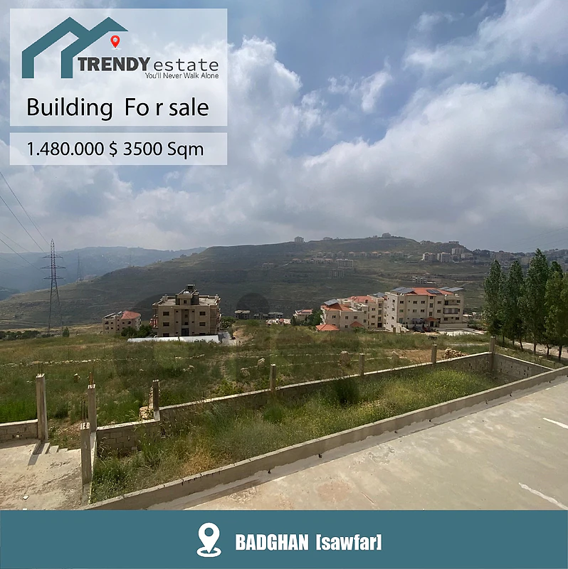 مبنى جديد غير مسكون مع ارض للبيع في بدغان قرب صوفر building for sale