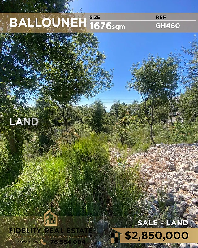 Land for sale in Ballouneh GH460 أرض للبيع في بلونة