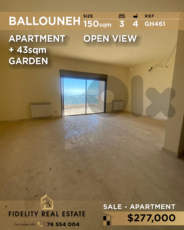 Apartment for sale in Ballouneh GH461 شقة للبيع في بلونة