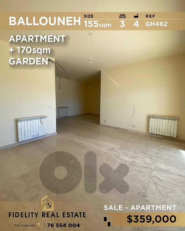 Apartment for sale in Ballouneh GH462 شقة للبيع في بلونة