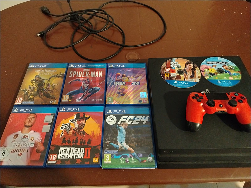 PS4 Pro with 1 controller and 8 games with original power and hdmi