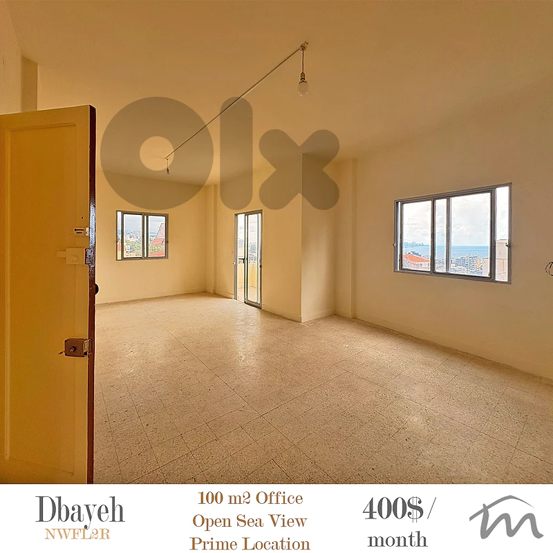 Dbayeh | 100m² Office | 3 Balconies | Prime Location | Open Sea View