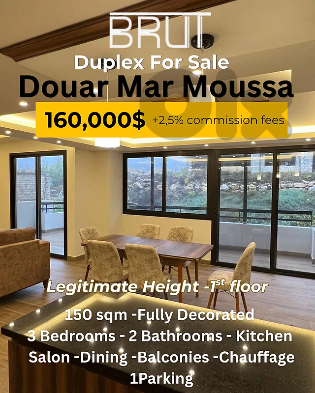 150 Sqm Duplex for sale in Douar Mar Koussa -Decorated -Open Views