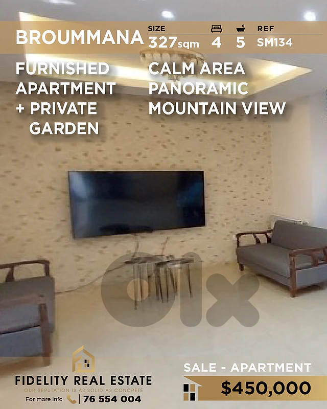 Apartment for sale in Broummana SM134 شقة مفروشة للبيع في برمانا،