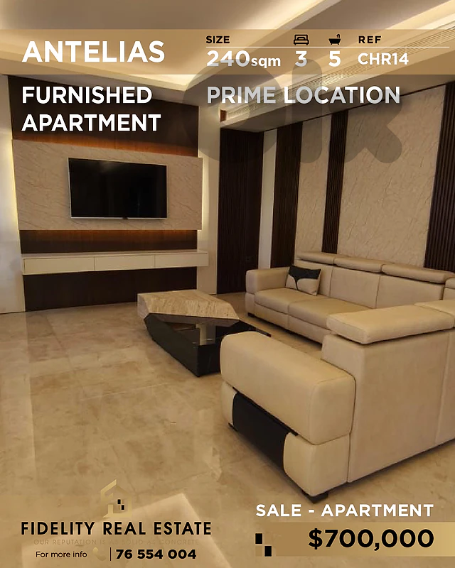 Apartment for sale in Antelias CHR14 شقة  للبيع في أنطلياس