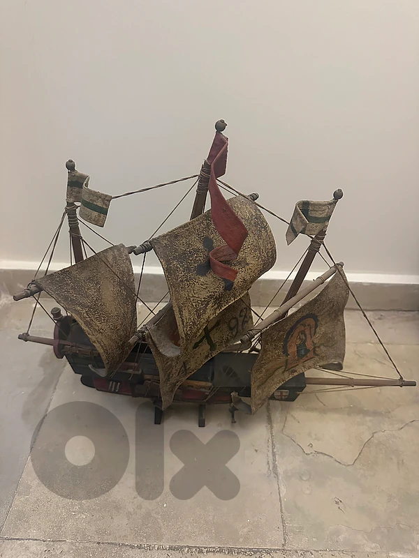 Large Antique Style Wooden Sailing Ship Model – Nautical Decor