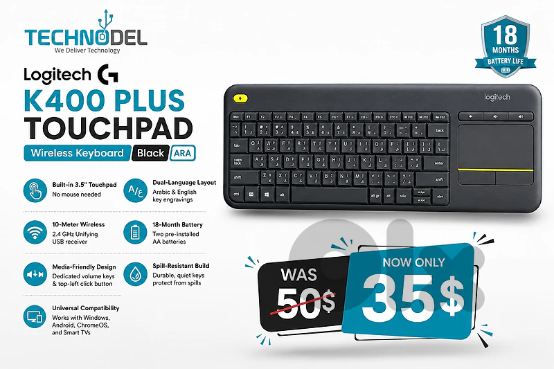 Logitech Keyboard Wireless K400 PLUS TOUCHPAD