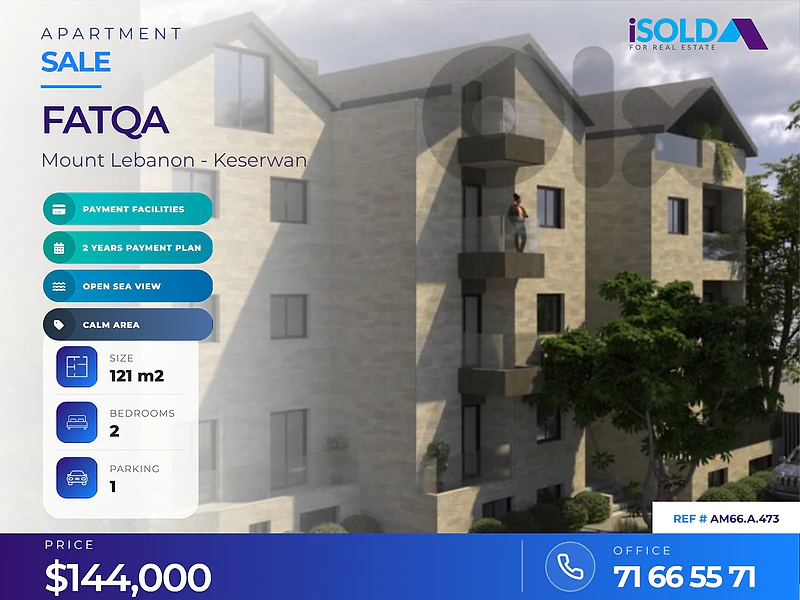 Apartment+open sea view 4 sale in Fatqa - شقة للبيع في فتقا