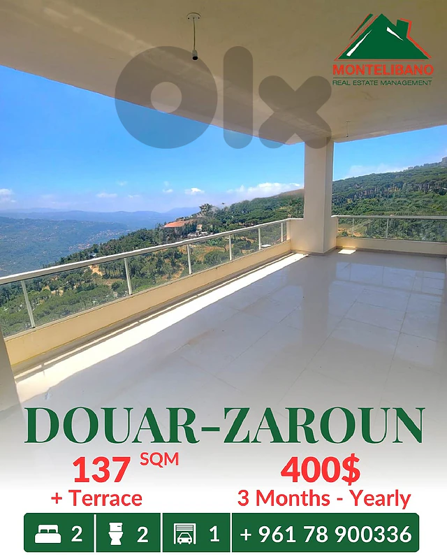 137 sqm Apartment in New Building For Rent in Douar with Terrace