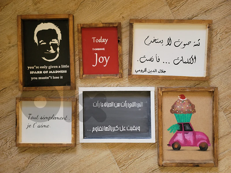 6 creative wood signs/ framed quotes / painting