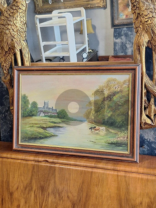 antique european oilpainting signed on canvas