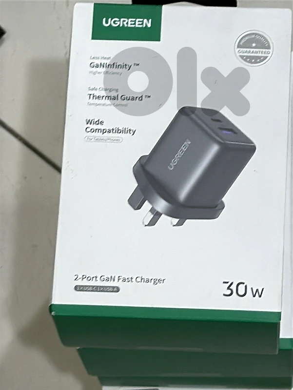 Ugreen 30w 2-port Gan Fast charger  3pin black