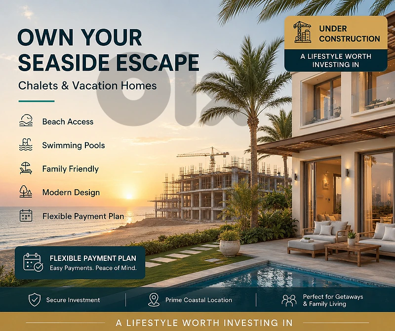 Under Construction Beachfront Chalets & Vacation Homes in Tabarja |