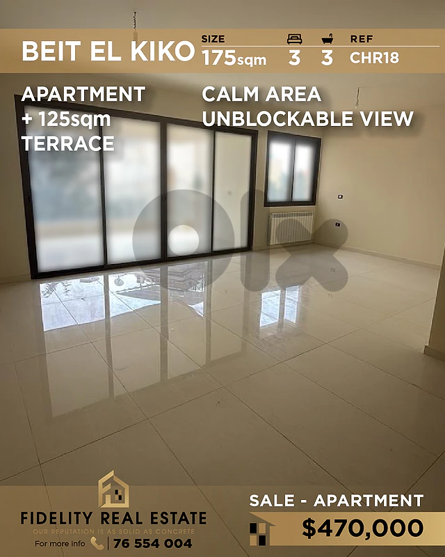 Apartment for sale in Beit El Kiko CHR18 شقة  للبيع في بيت الكيكو