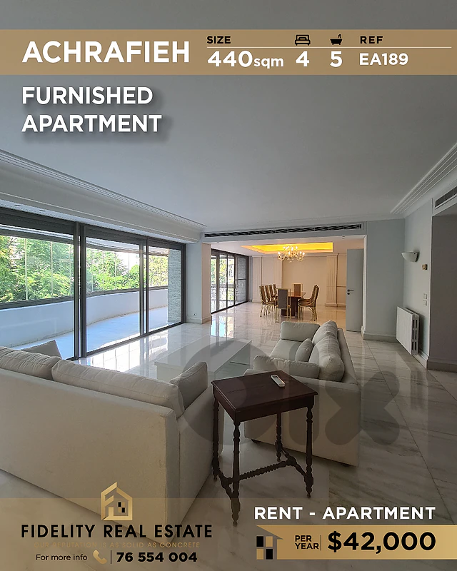 Apartment for rent in Achrafieh EA189 شقة للإيجار في الأشرفية