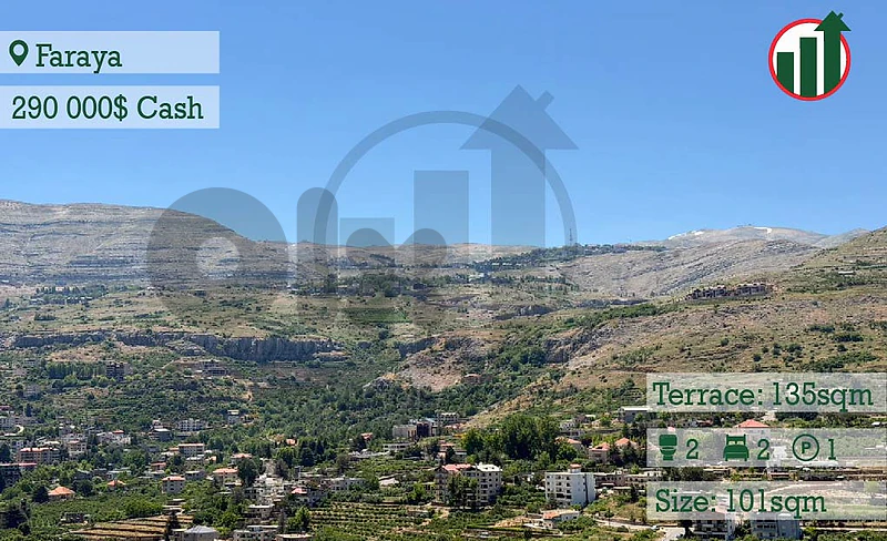 Open Mountain View Chalet For Sale in Faraya with Private Terrace !!