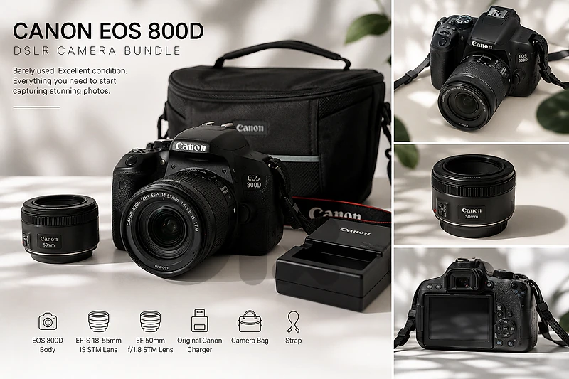 Canon EOS 800D DSLR Camera Bundle – Excellent Condition