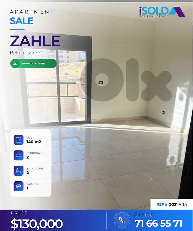 Brand New 140m² Apartment with Mountain View in Zahle