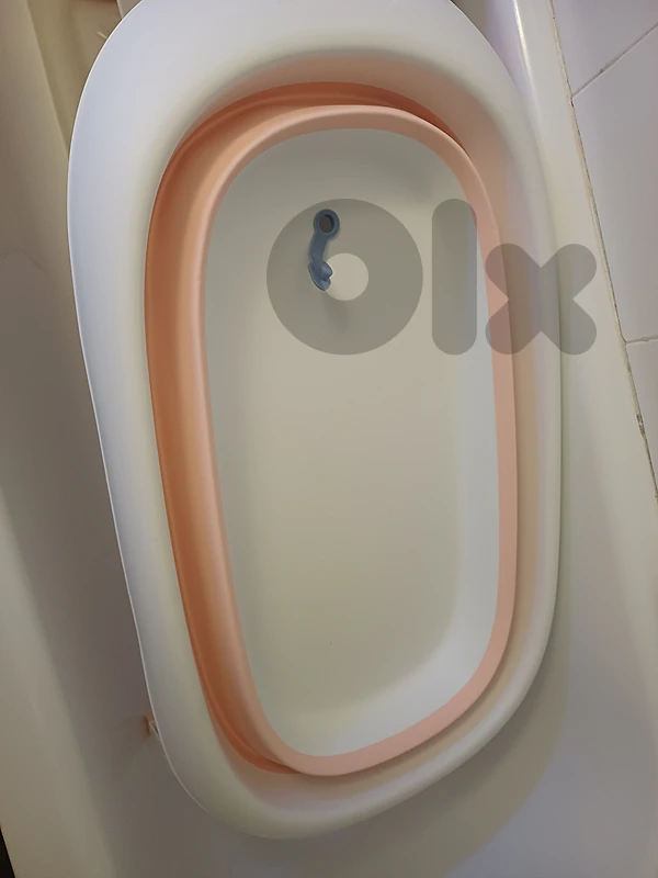 Juniors Collapsible Baby Bathtub – Pink/White – Space Saving & Portabl