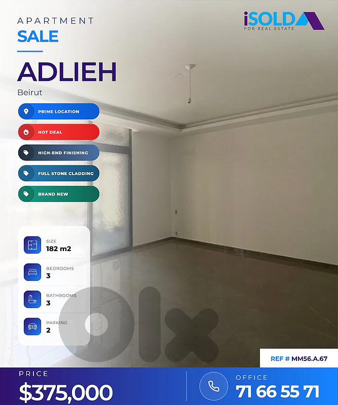 A 182 m2 Apartment+garden 4 sale in Adlieh - شقة للبيع في العدلية