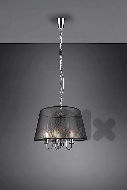 RL Cima Pendant Light: Black Organza Shade with Chrome Core