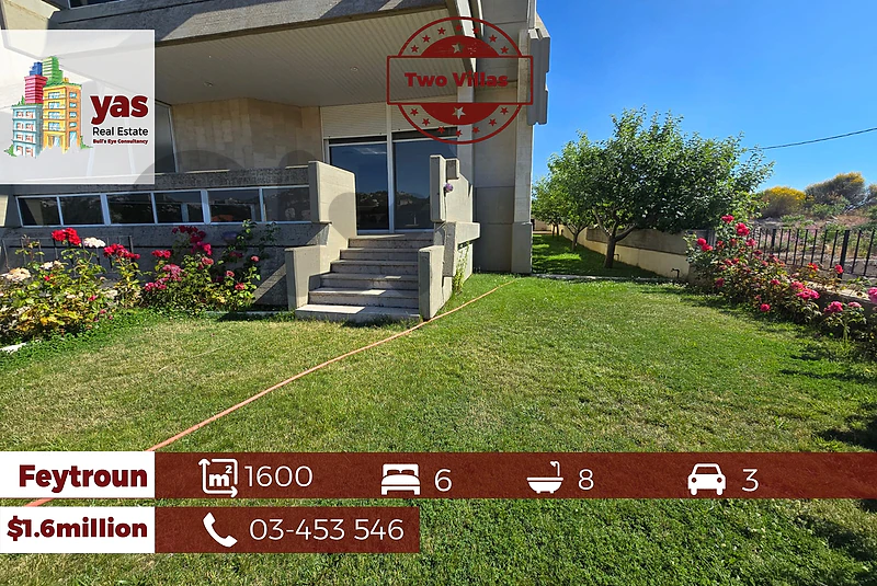 Feytroun Two Villas | 800m2 Each | 1600m2 Land | Private Street | DA