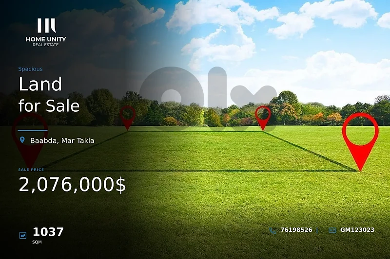 1,037 sqm Residential land for Sale, located in Mar Takla , Baabda